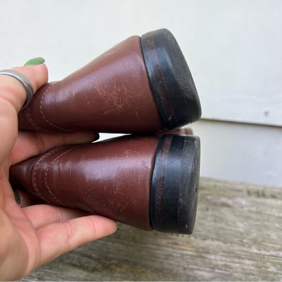 Vintage 80s 90s Justin Brown Roper Pull On Cowboy Boots 8E Style 3404 - Picture 6 of 9